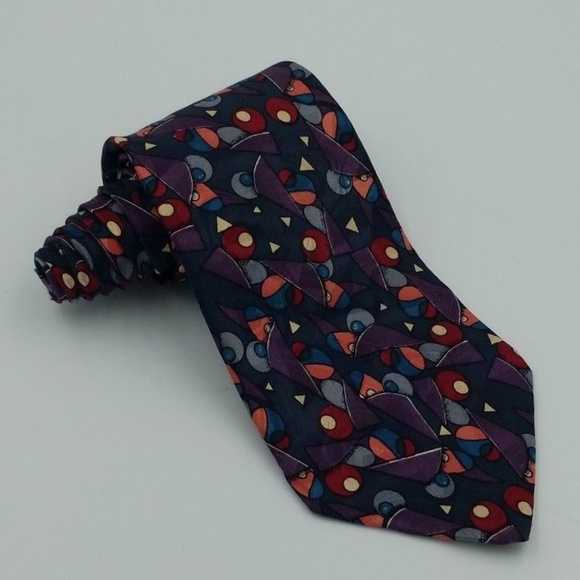 galvani Other - Galvani Multicolor Geometric Silk Mens Dress Tie